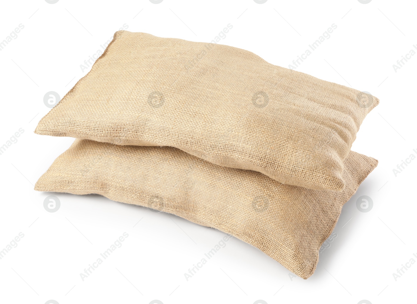 Photo of Two natural burlap sacks isolated on white