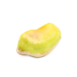 Photo of One peeled pistachio nut isolated on white