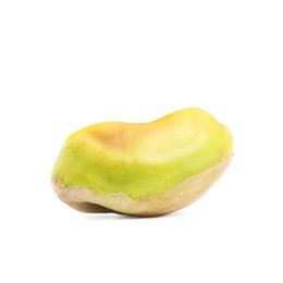 Photo of One peeled pistachio nut isolated on white