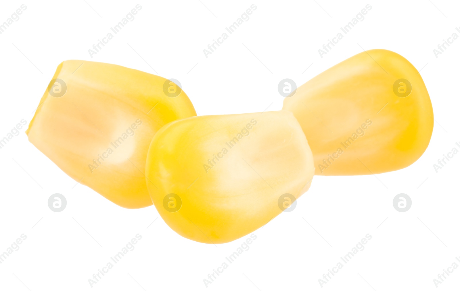 Photo of Fresh ripe corn kernels isolated on white