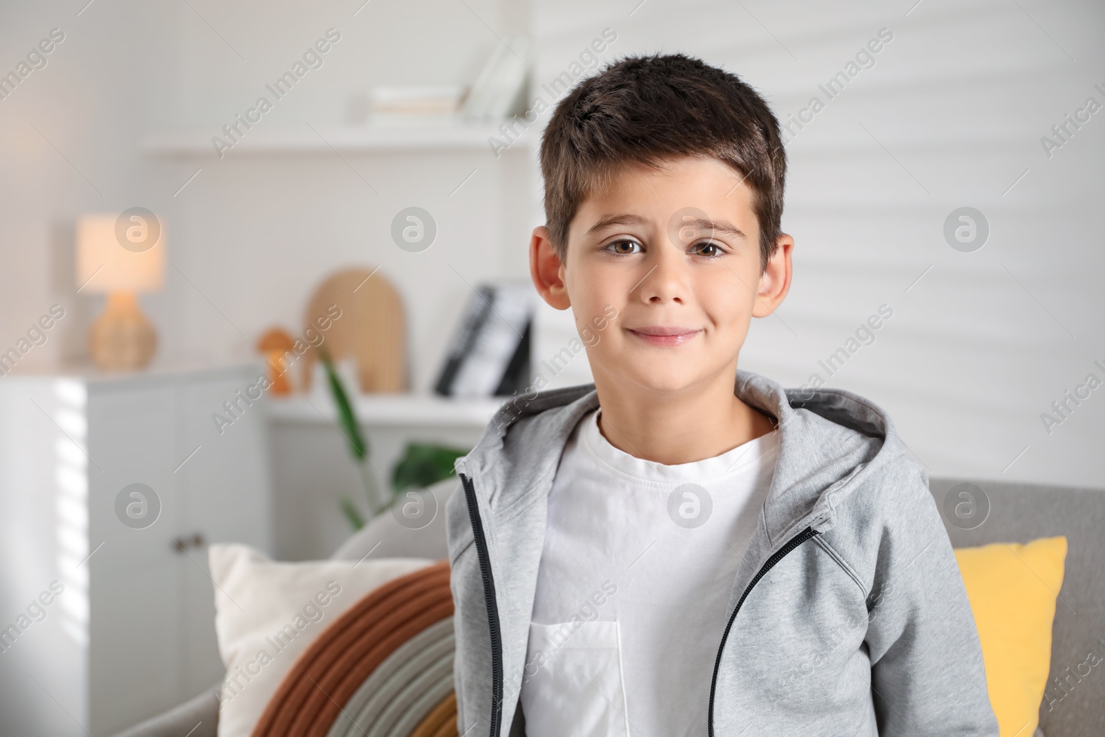 Photo of Portrait of cute little boy at home