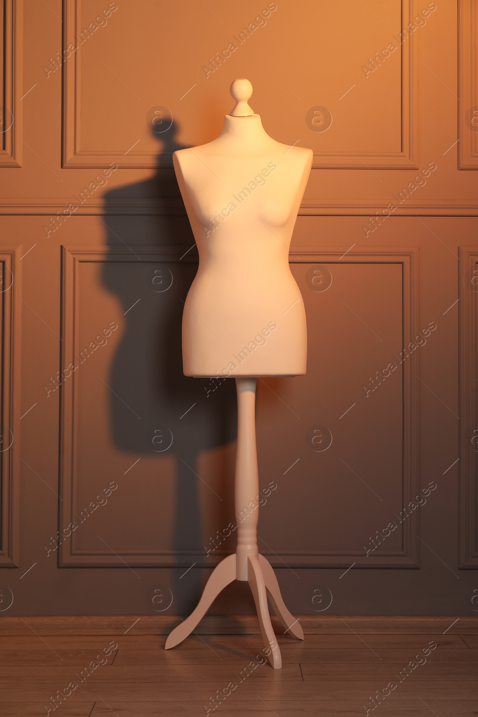 Photo of One mannequin near wall in neon lights