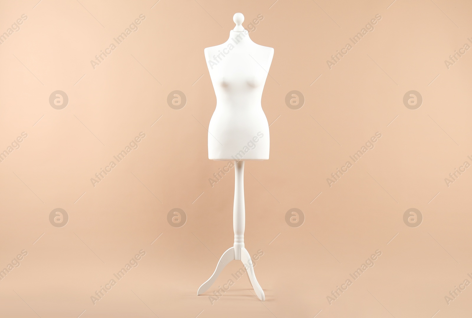 Photo of One stylish female mannequin l on beige background