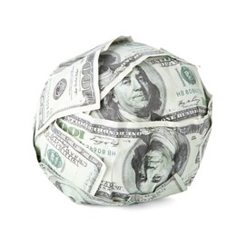 Photo of Ball made of dollars isolated on white