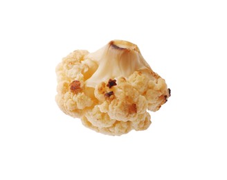 Piece of tasty baked cauliflower on white background