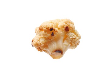 Photo of Piece of tasty baked cauliflower on white background