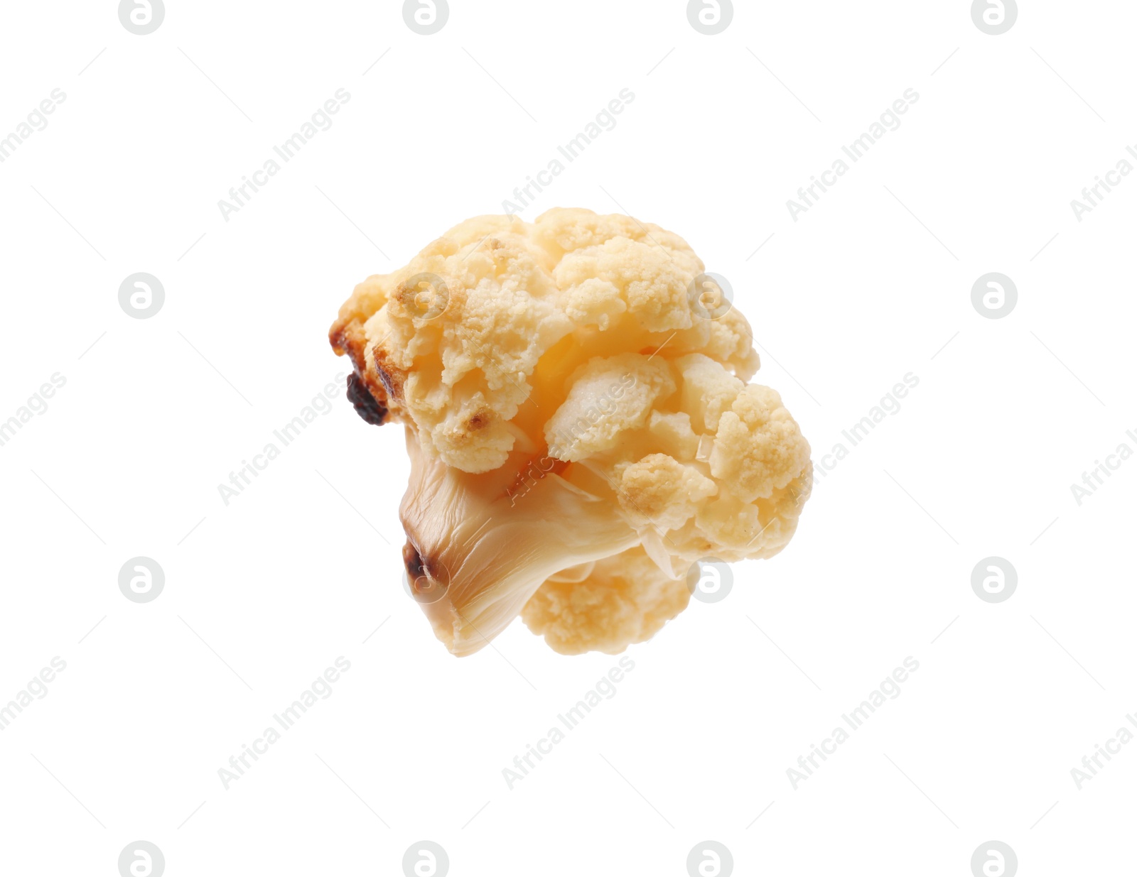 Photo of Piece of tasty baked cauliflower on white background