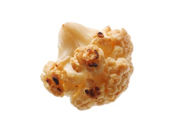 Piece of tasty baked cauliflower on white background