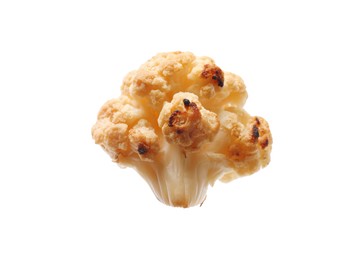 Piece of tasty baked cauliflower on white background