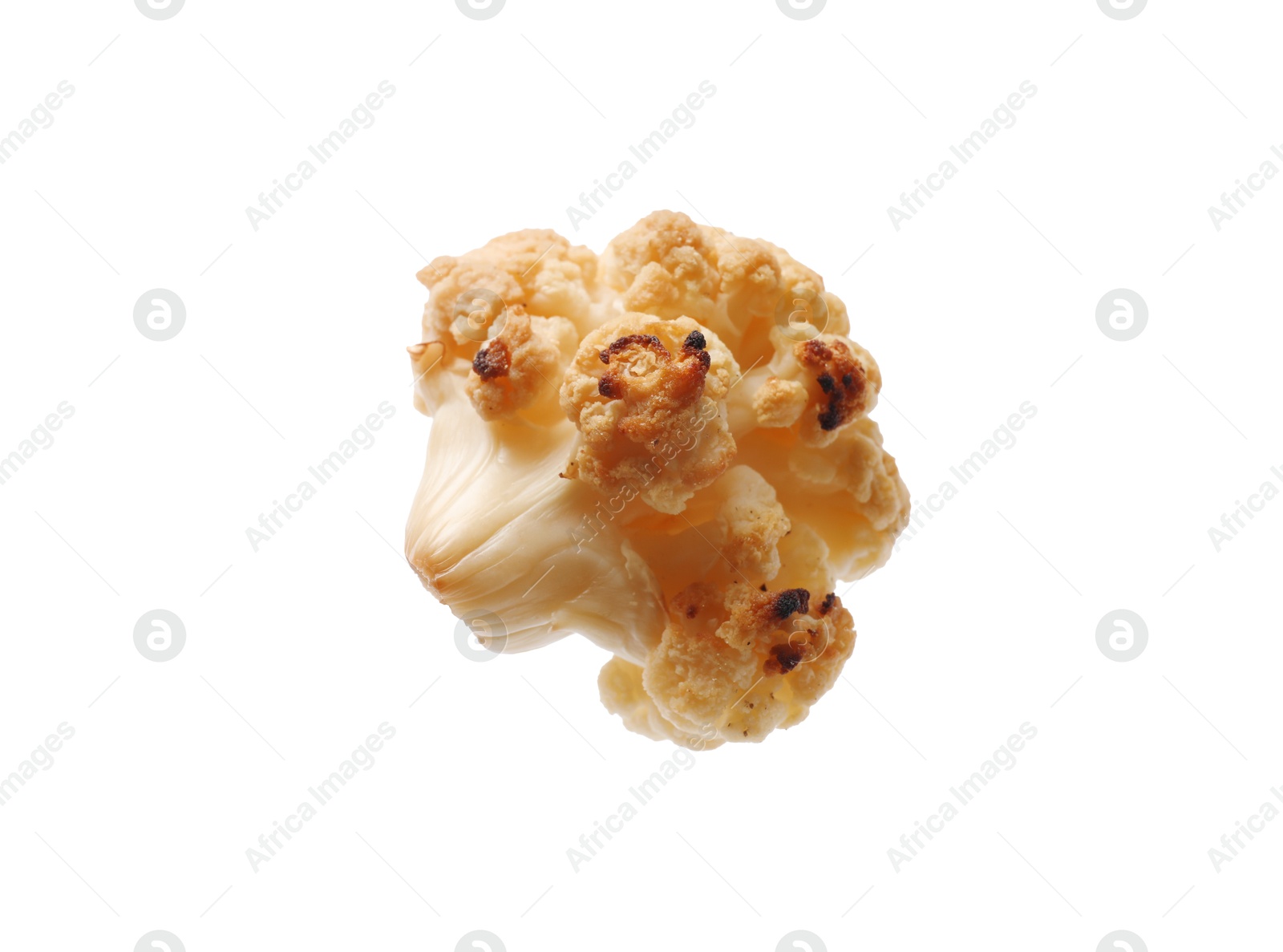 Photo of Piece of tasty baked cauliflower on white background