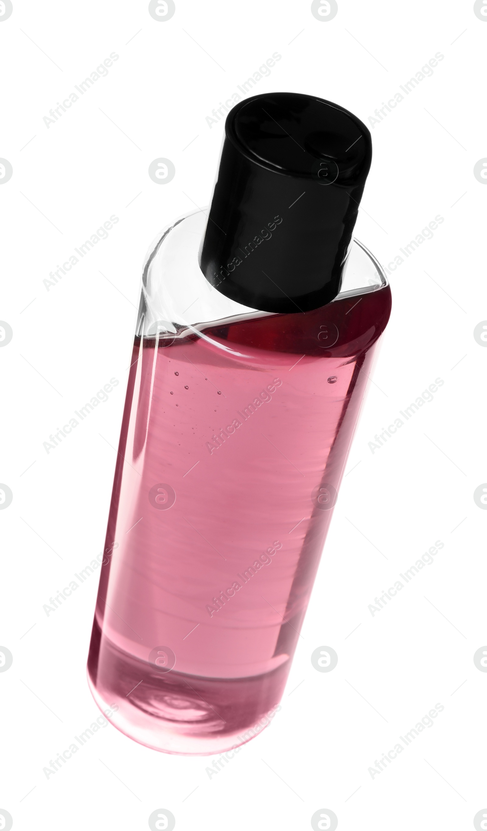 Photo of Shampoo in bottle isolated on white. Personal care product