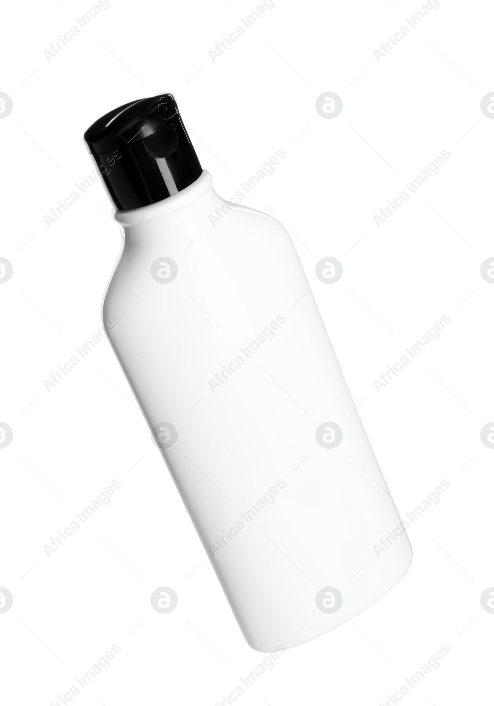 Photo of Shampoo in bottle isolated on white. Personal care product