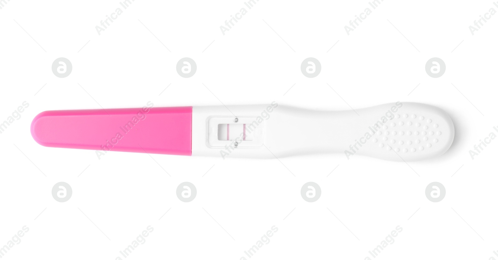 Photo of One pregnancy test isolated on white, top view