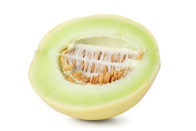 Photo of Half of fresh honeydew melon isolated on white