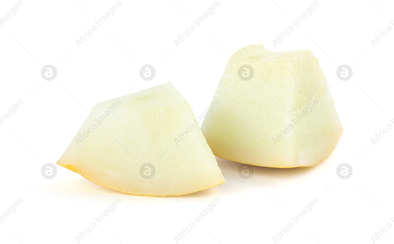 Photo of Pieces of fresh melon isolated on white