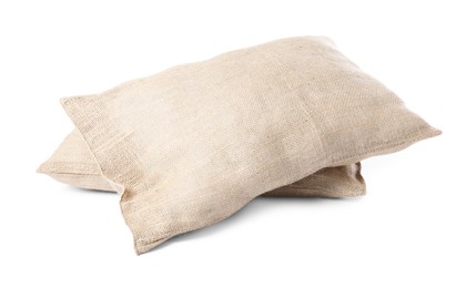 Photo of Two natural burlap sacks isolated on white