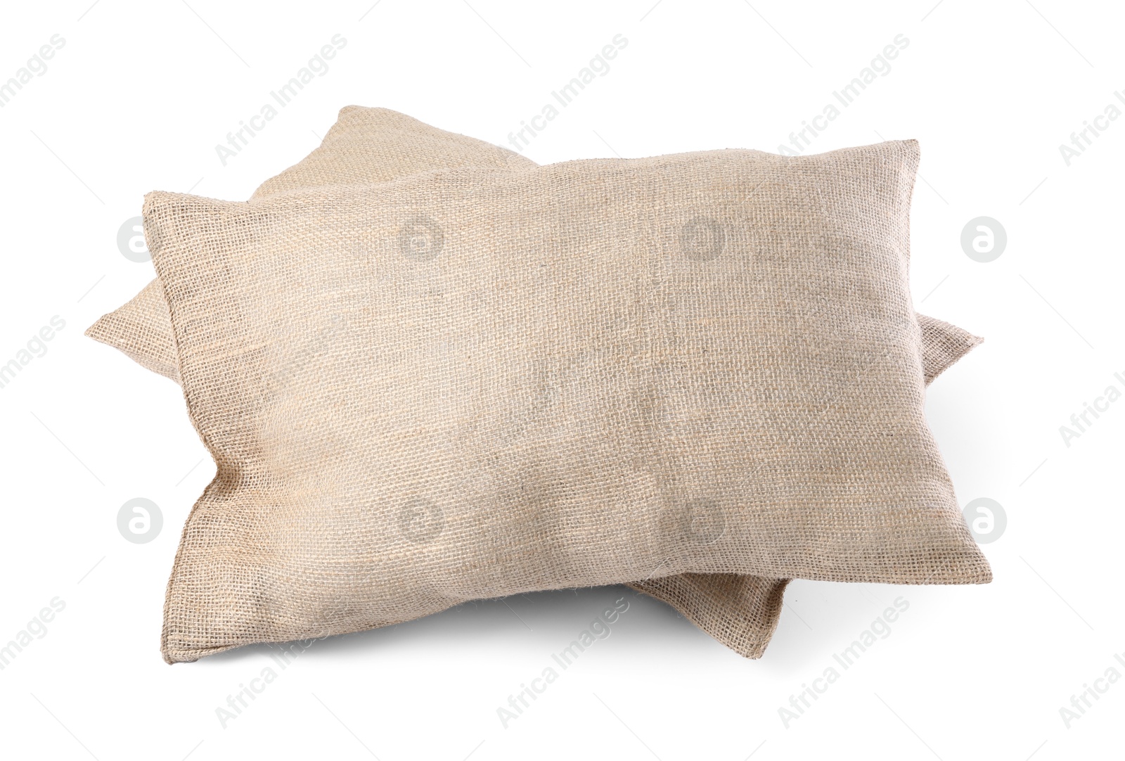 Photo of Two natural burlap sacks isolated on white