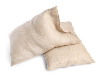 Photo of Two natural burlap sacks isolated on white