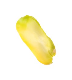 Photo of Half of peeled pistachio nut isolated on white