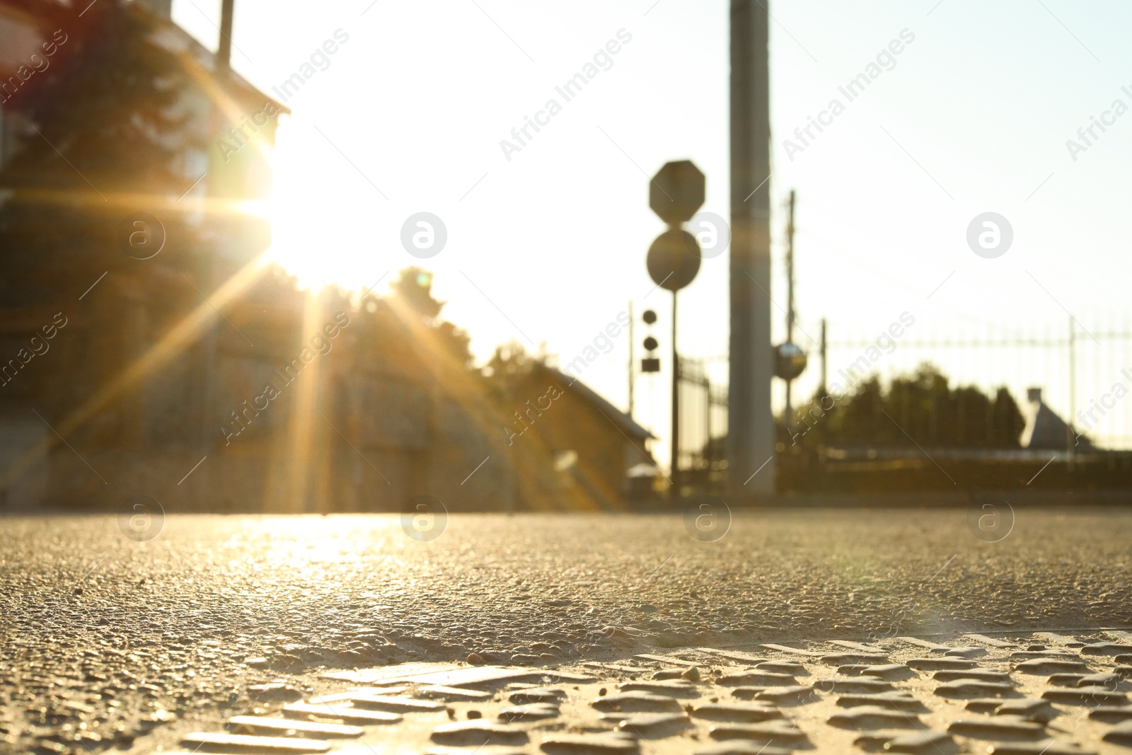 Photo of Beautiful view of city with asphalt road in morning