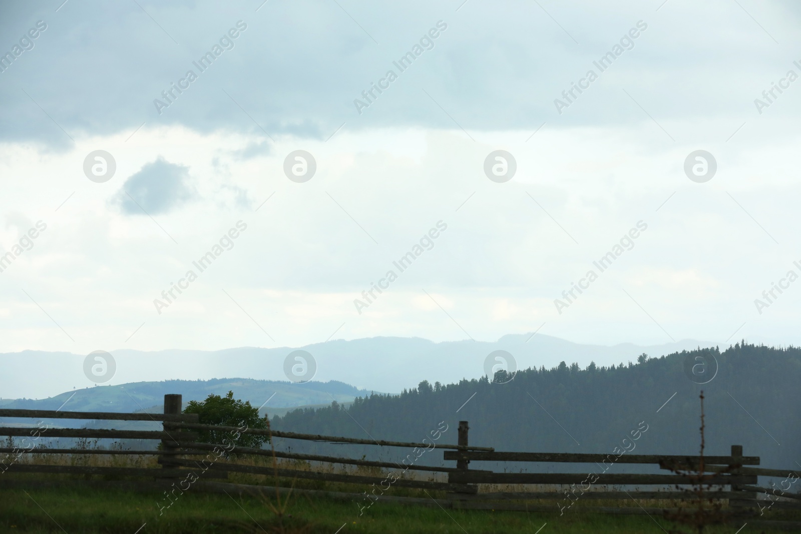 Photo of Picturesque view of beautiful mountains covered with fog