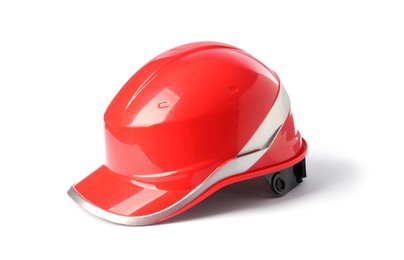 Photo of Orange hard hat isolated on white. Safety equipment