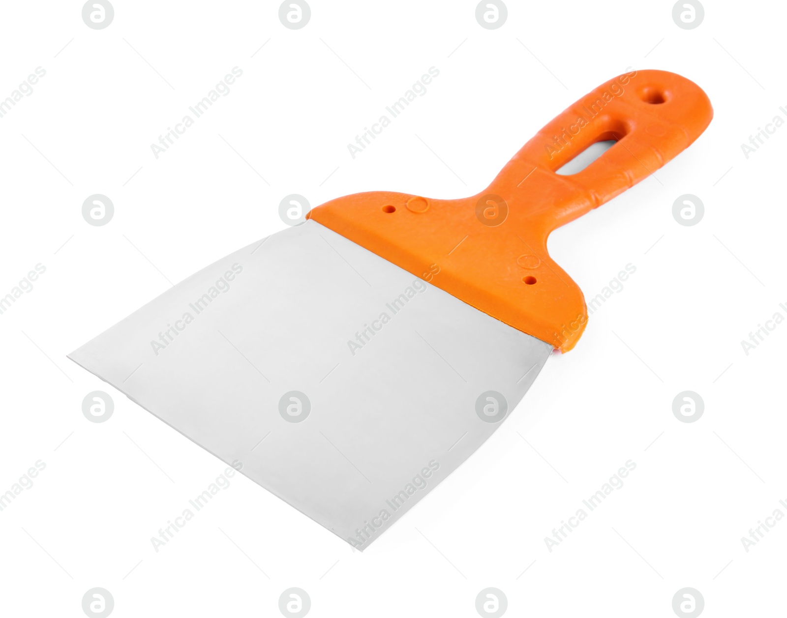 Photo of One putty knife isolated on white. Construction tool