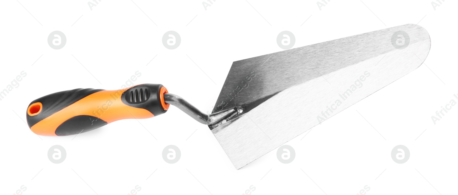 Photo of One trowel isolated on white. Construction tool