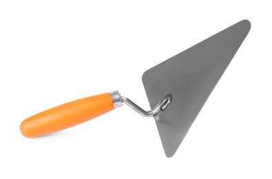 Photo of One trowel isolated on white. Construction tool