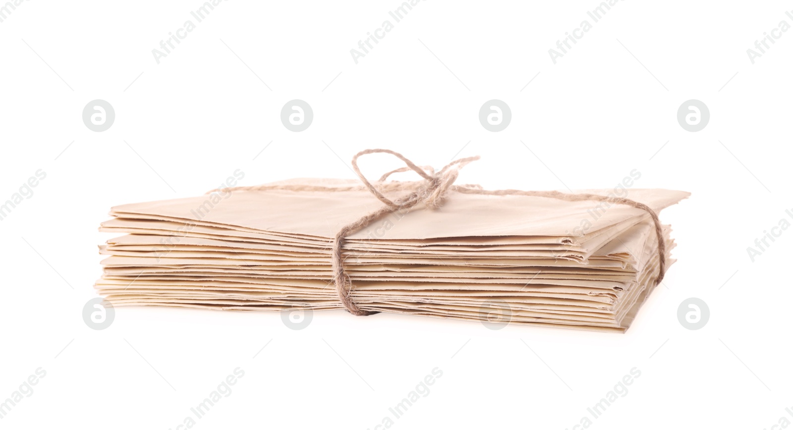 Photo of Stack of old letters isolated on white