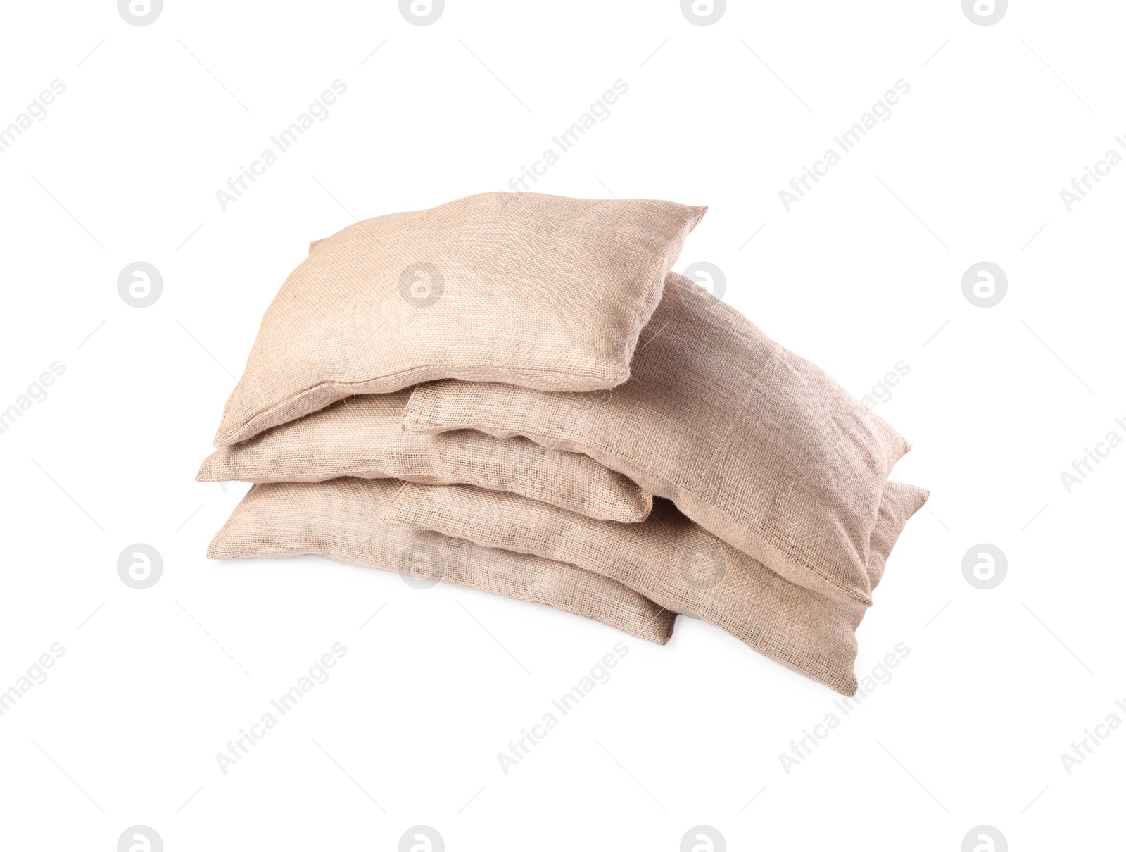 Photo of Group of burlap sacks isolated on white