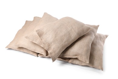 Photo of Group of burlap sacks isolated on white