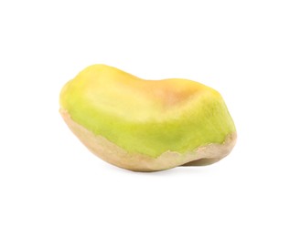 Photo of One peeled pistachio nut isolated on white