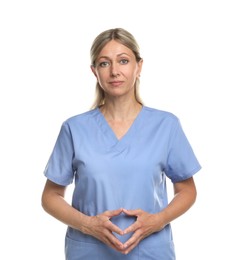 Portrait of nurse in medical uniform isolated on white