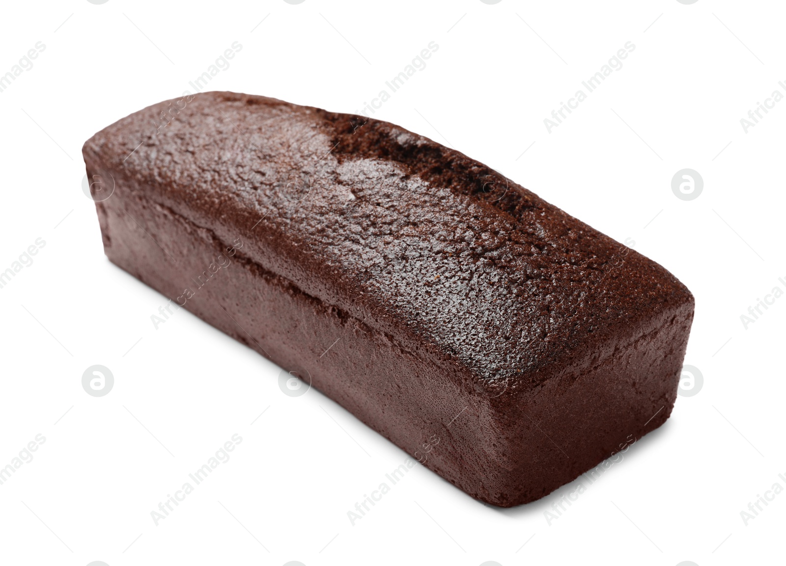 Photo of One tasty chocolate sponge cake isolated on white