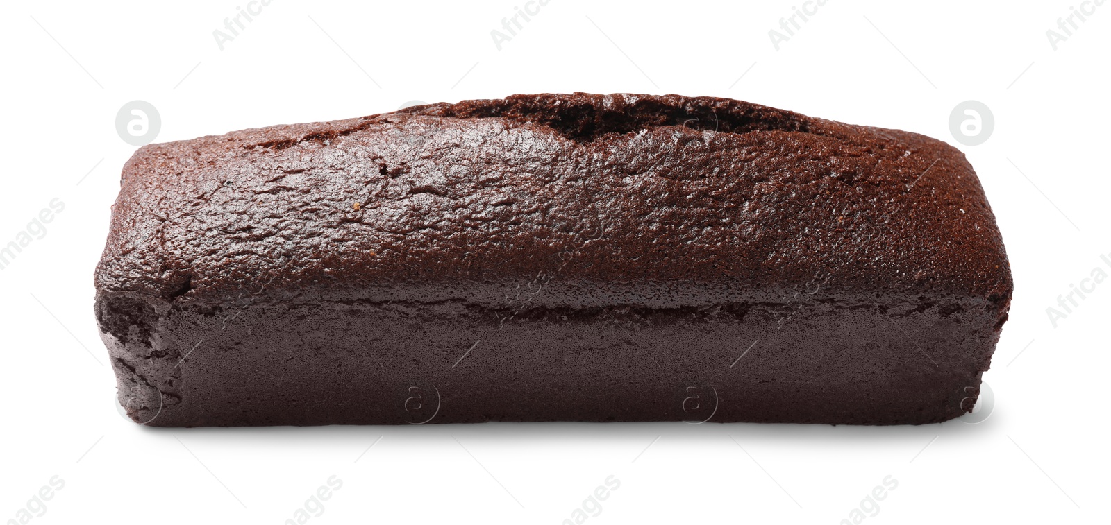 One tasty chocolate sponge cake isolated on white Photo of One tasty chocolate sponge cake isolated on white