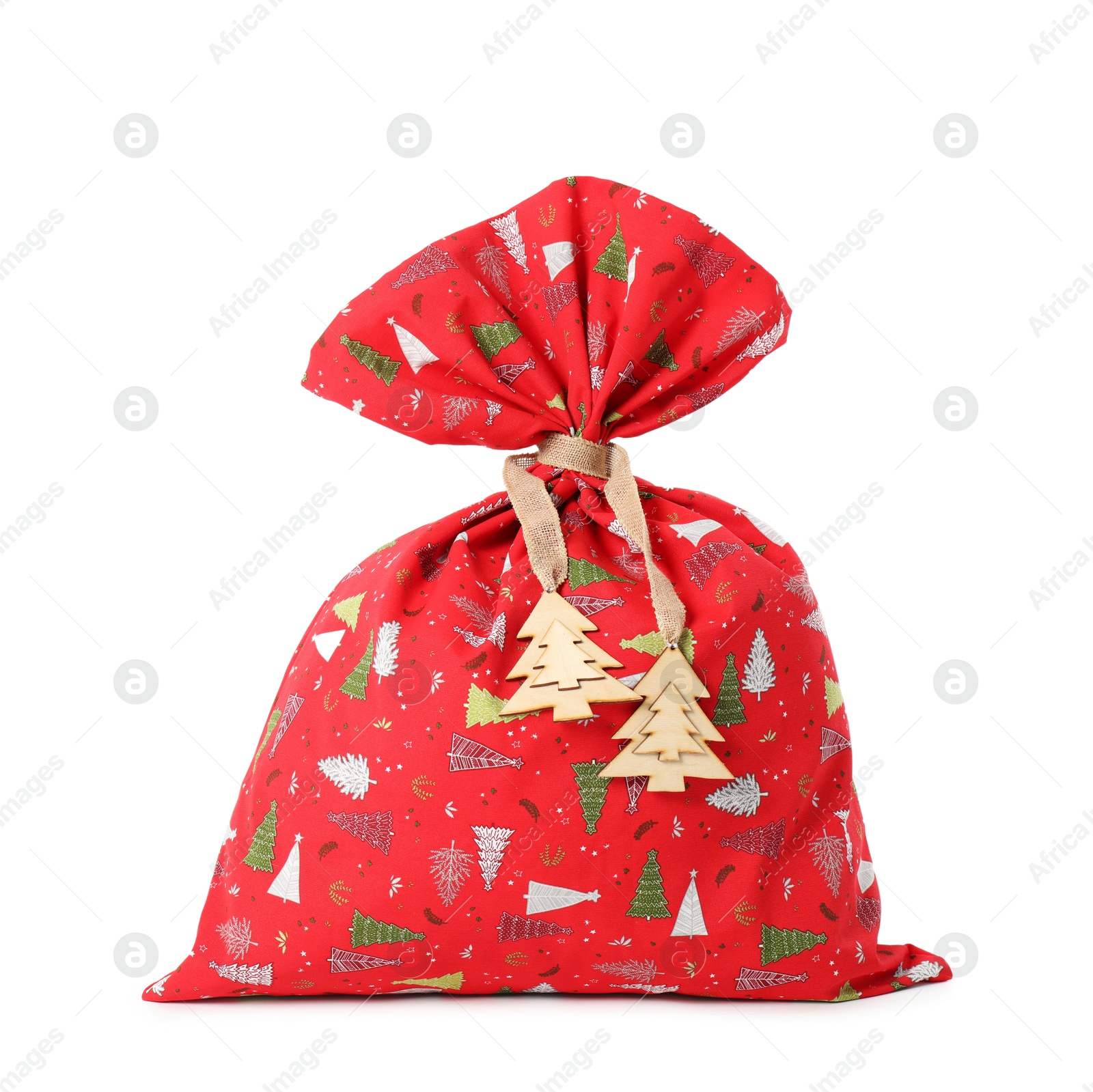 Photo of One red Santa's bag isolated on white