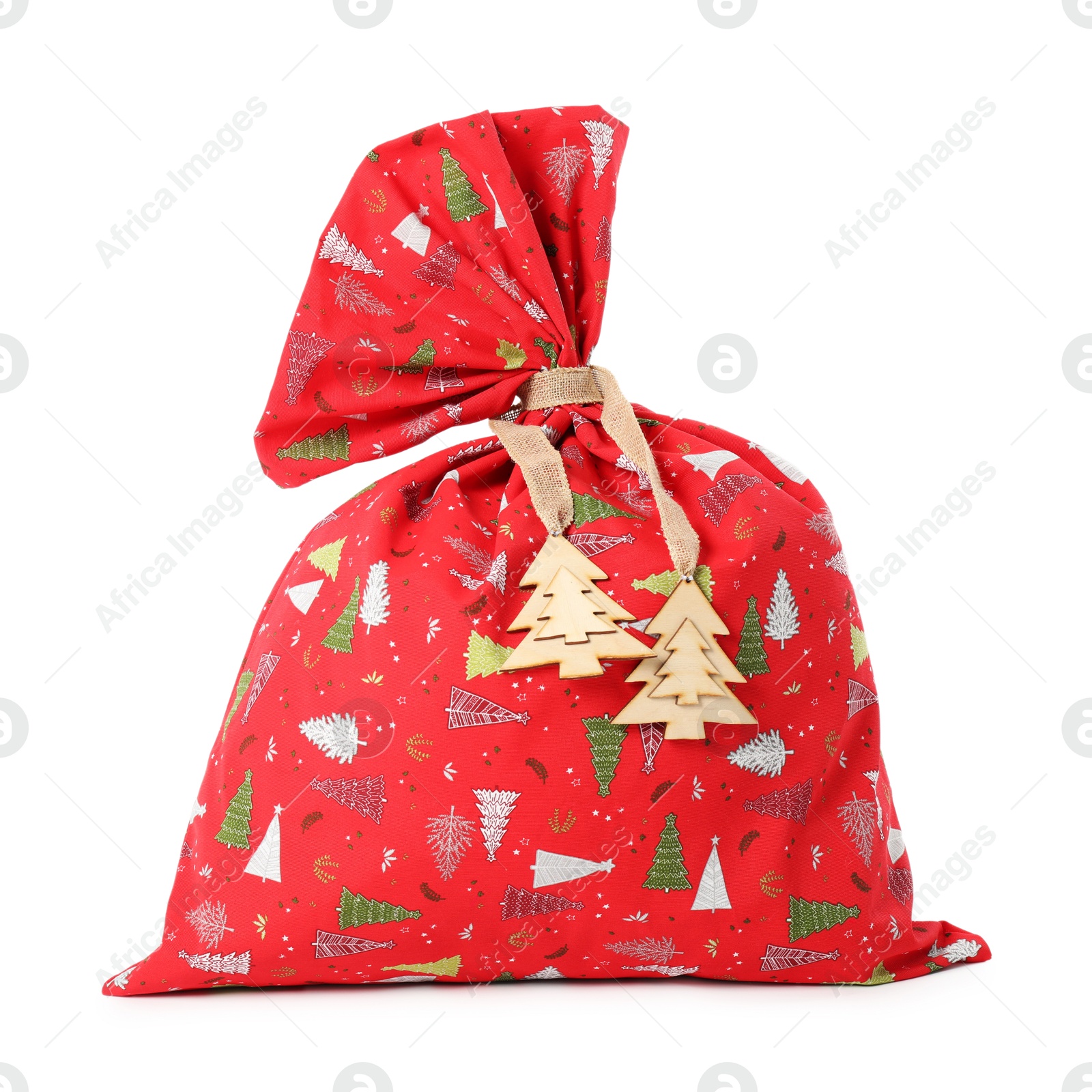 Photo of One red Santa's bag isolated on white