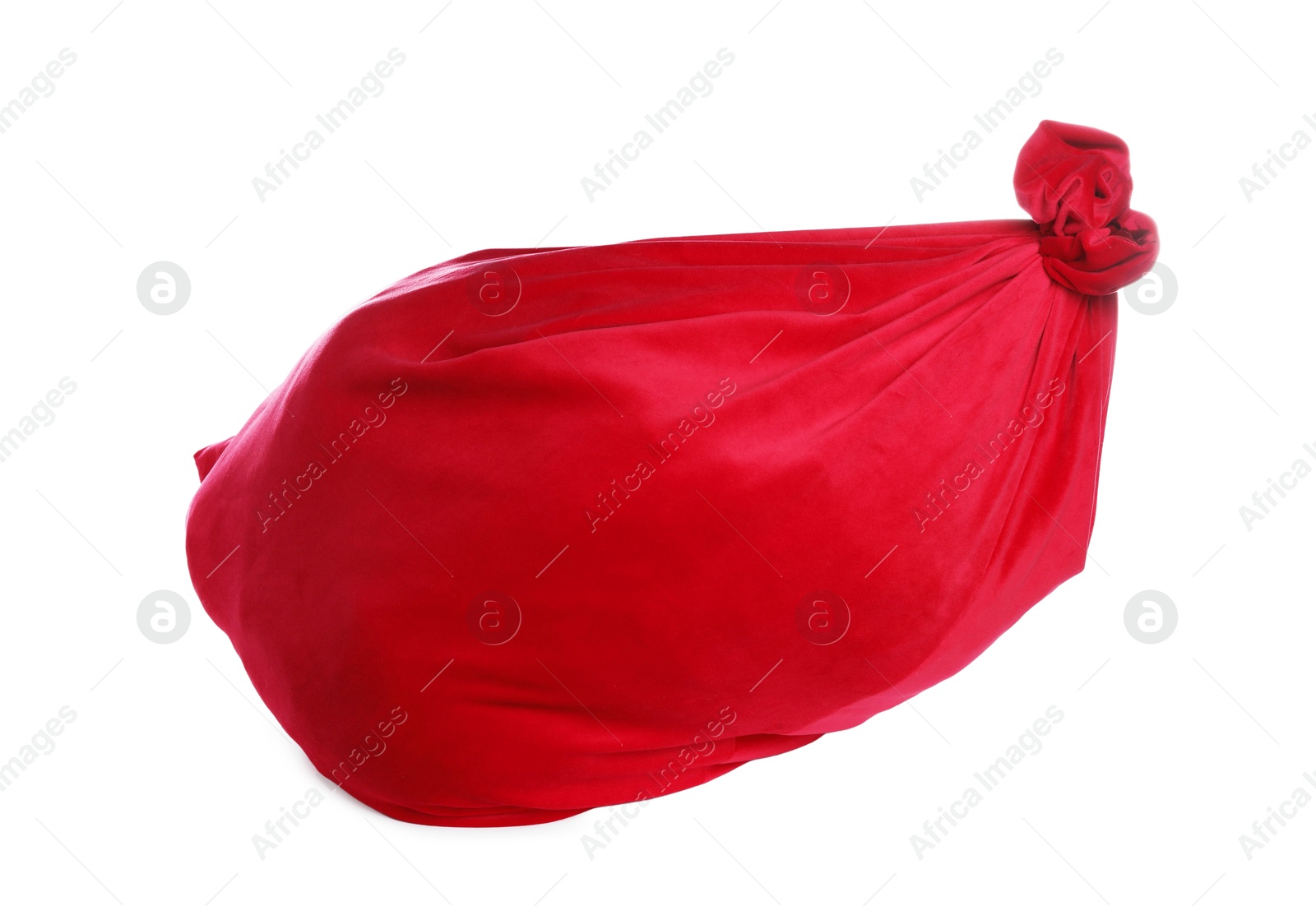 Red Santa Claus bag isolated on white Photo of Red Santa Claus bag isolated on white