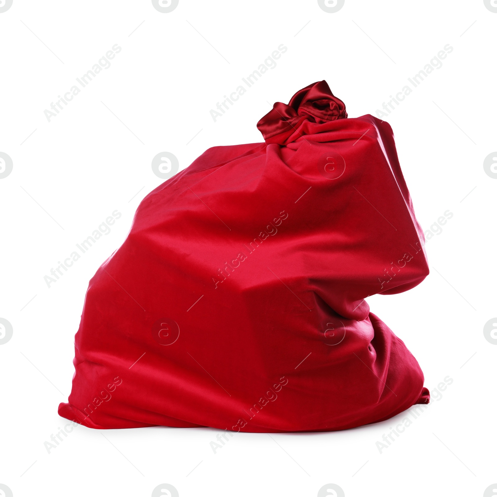 Photo of Red Santa Claus bag isolated on white