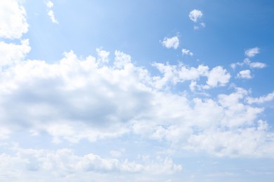 Beautiful view of blue sky with fluffy clouds