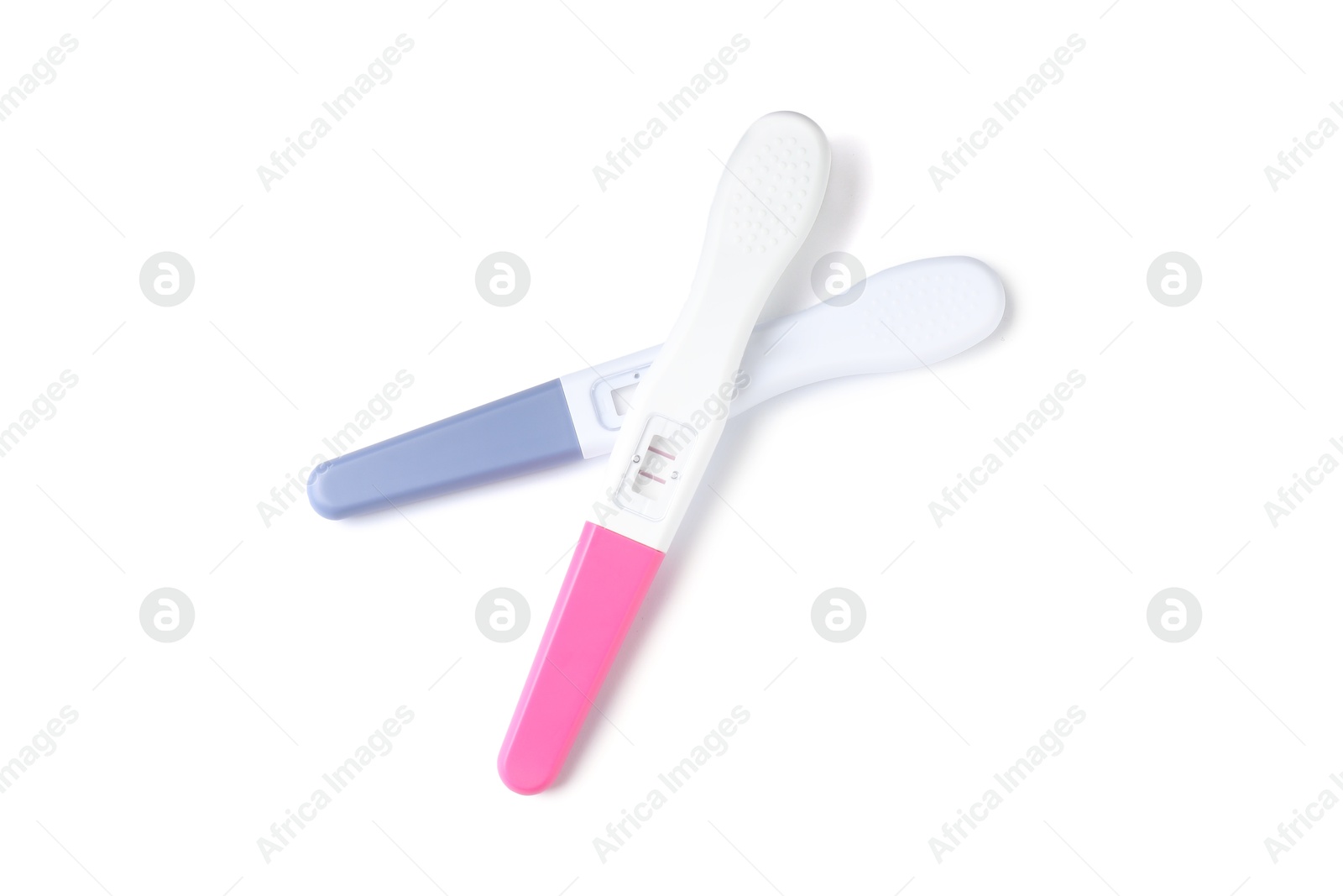 Photo of Pregnancy tests isolated on white, top view