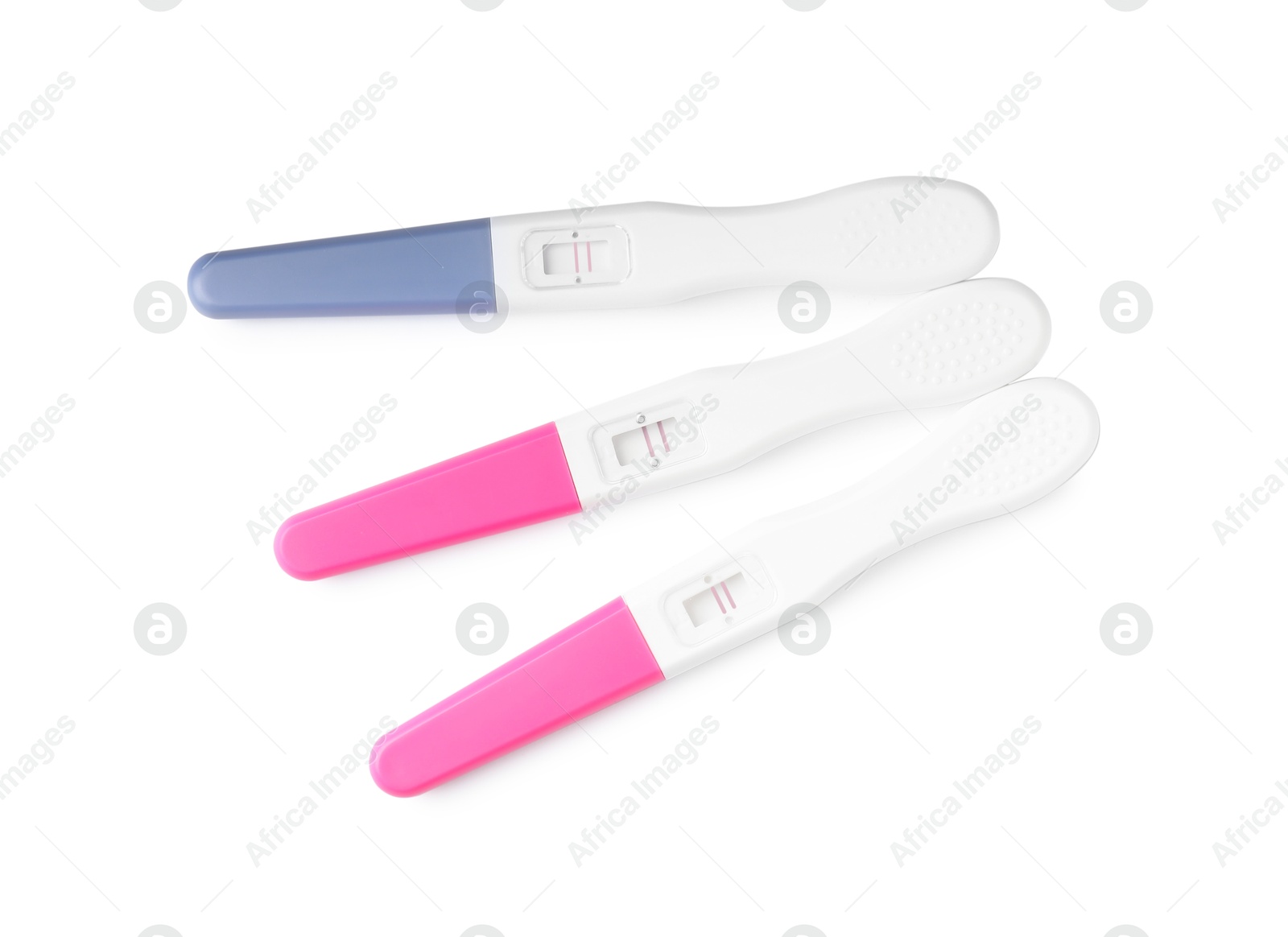 Photo of Pregnancy tests isolated on white, top view