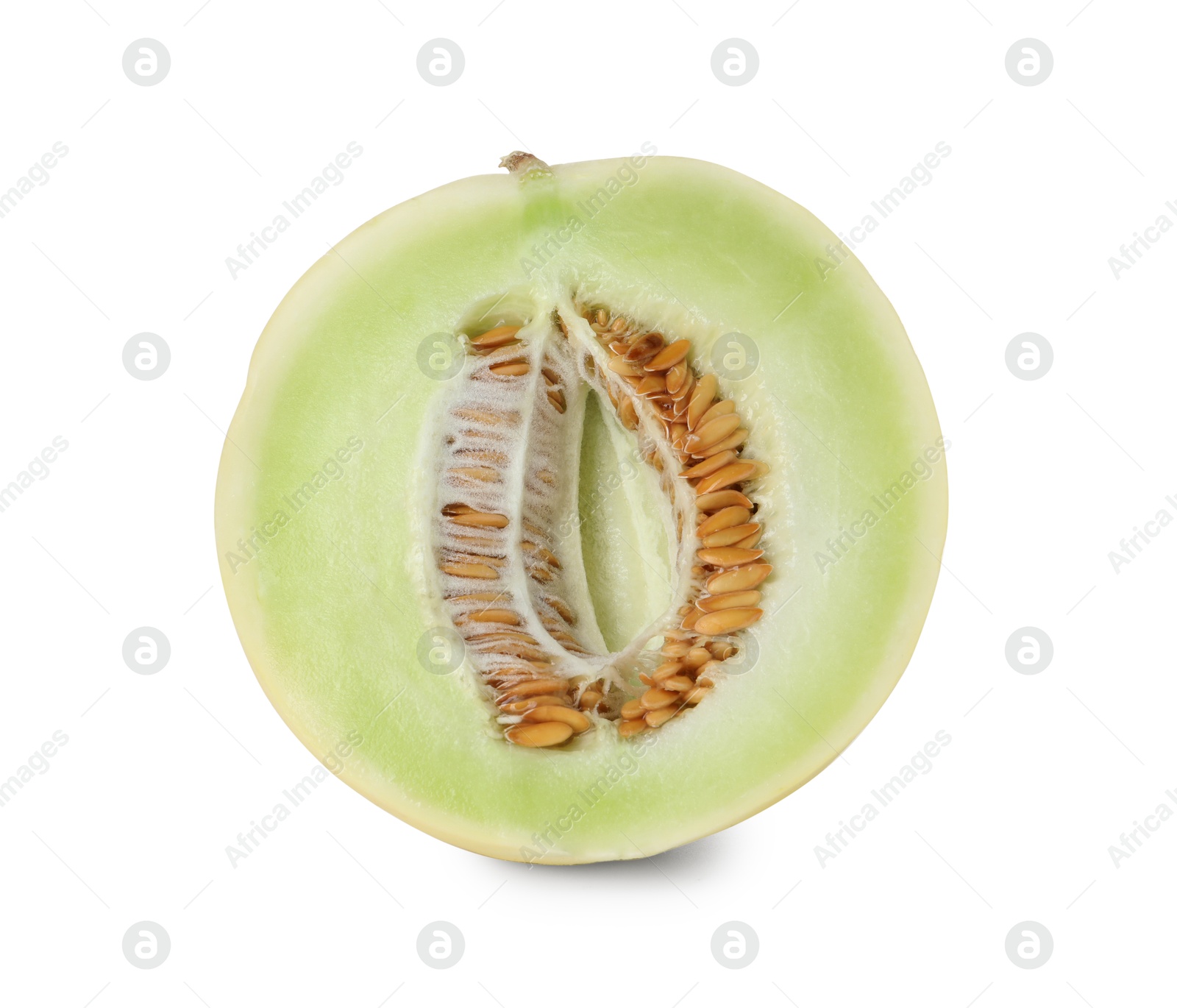 Photo of Half of fresh honeydew melon isolated on white