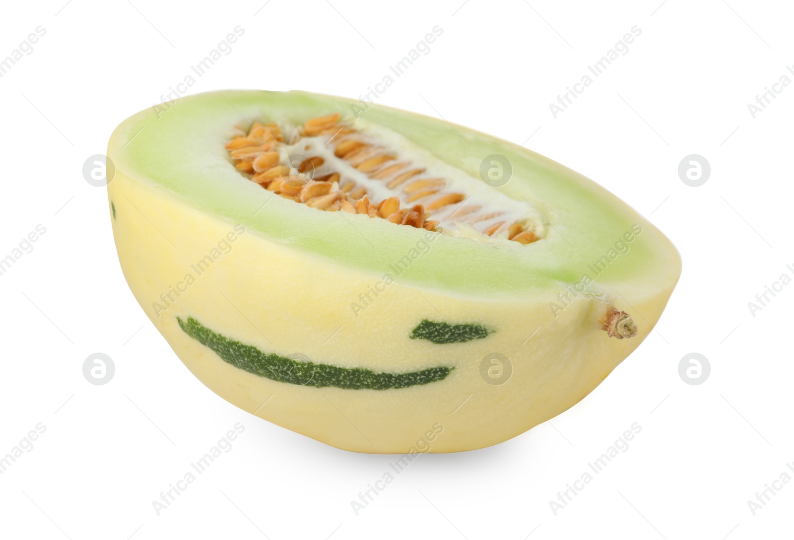 Photo of Half of fresh honeydew melon isolated on white