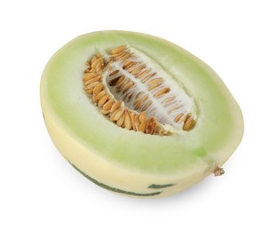 Photo of Half of fresh honeydew melon isolated on white