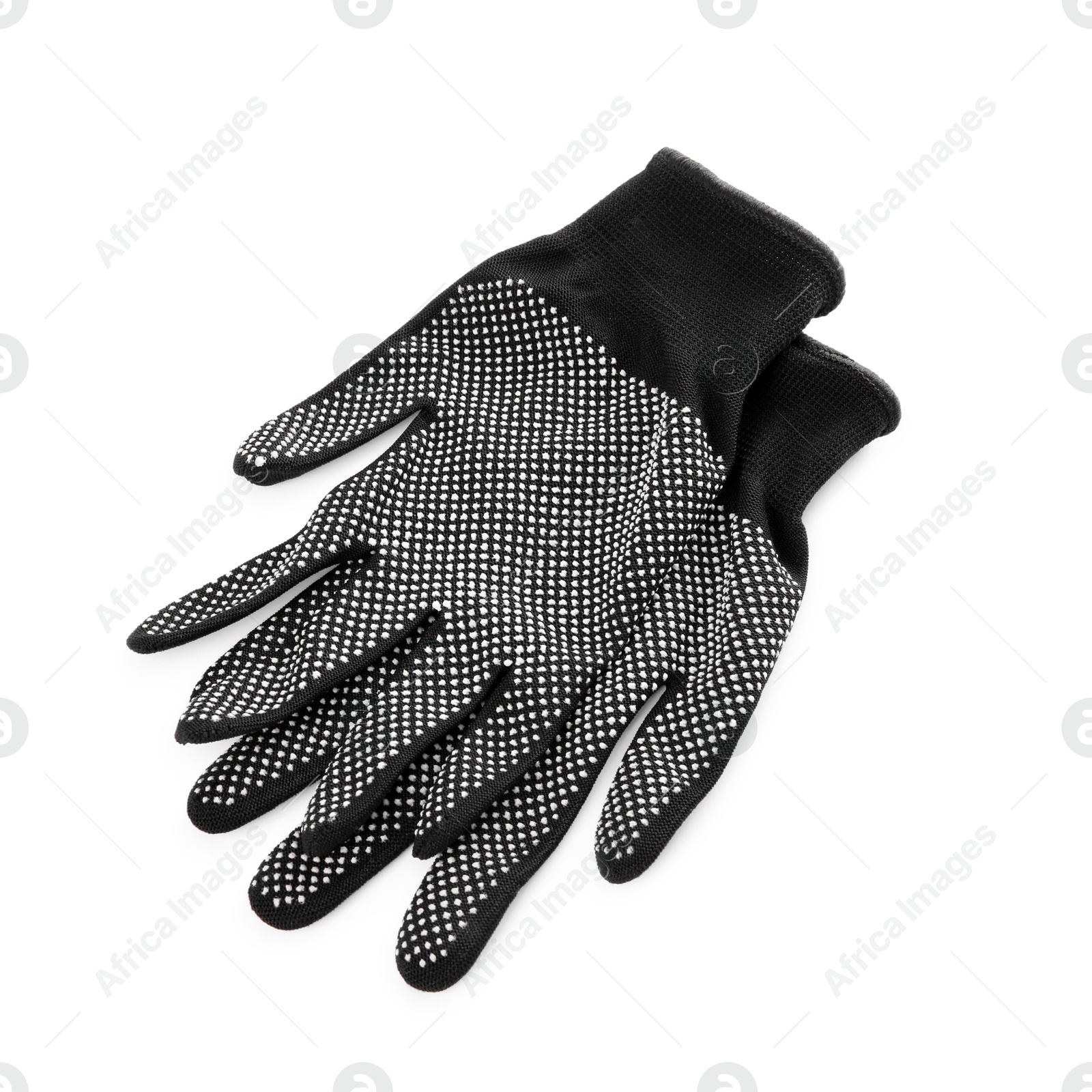 Photo of Protective gloves isolated on white, top view. Safety equipment