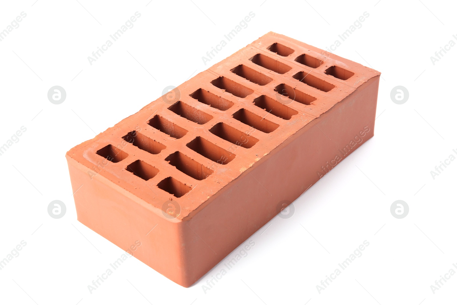 Photo of One red brick isolated on white. Building material