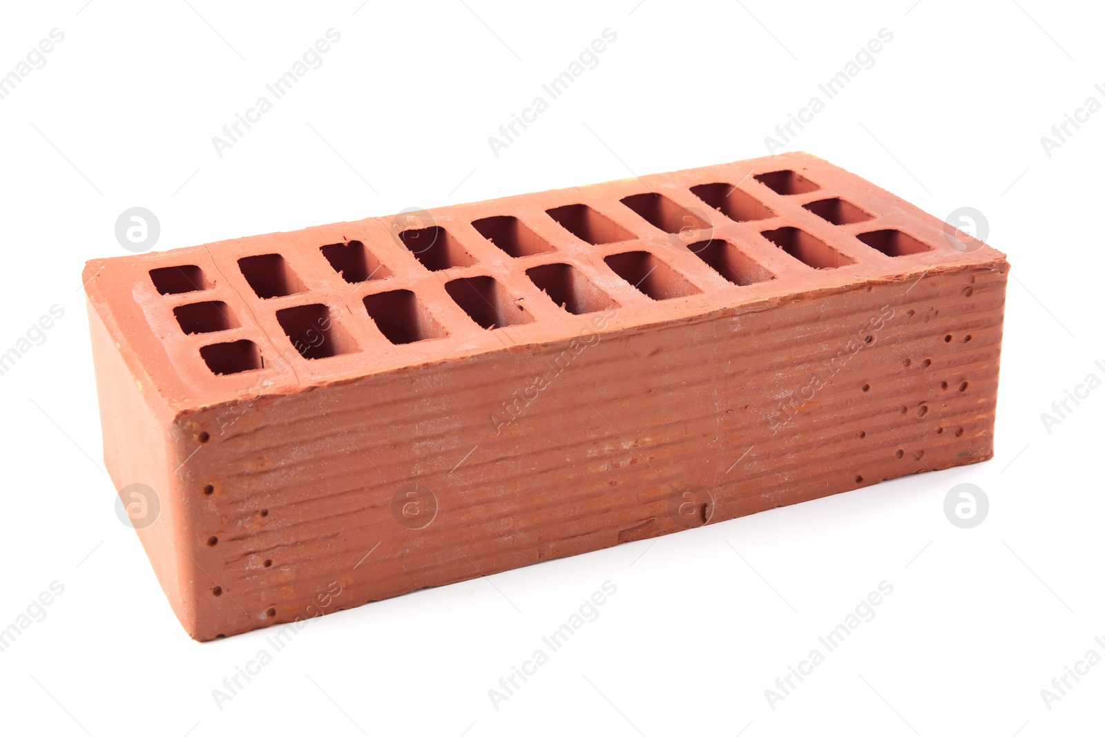 Photo of One red brick isolated on white. Building material