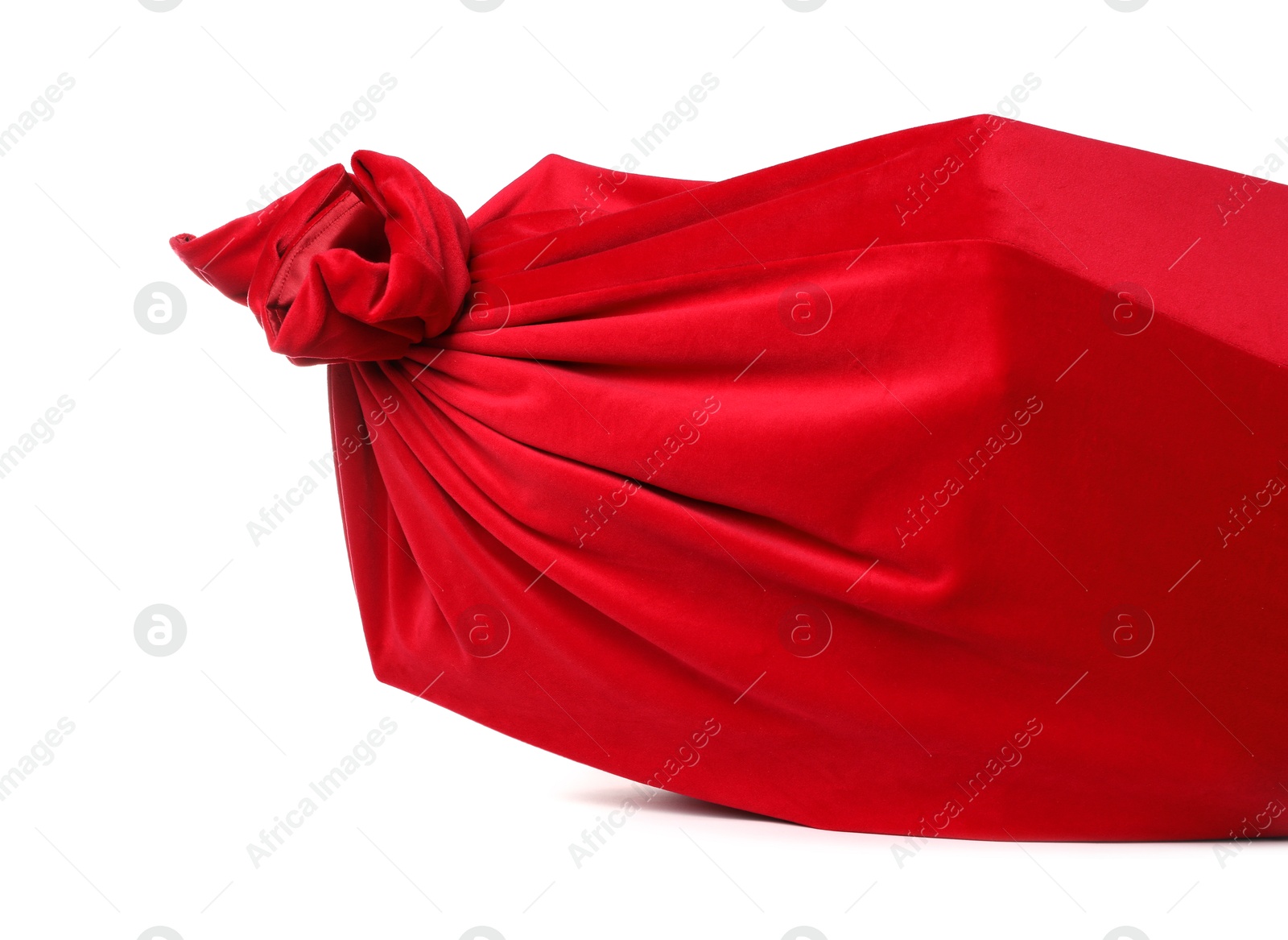 Photo of Red Santa Claus bag isolated on white